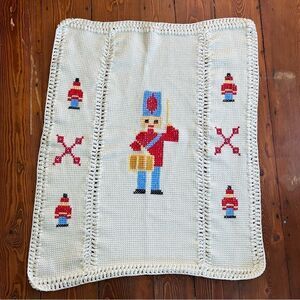 Vintage Cross Stitch Solider Baby Blanket
